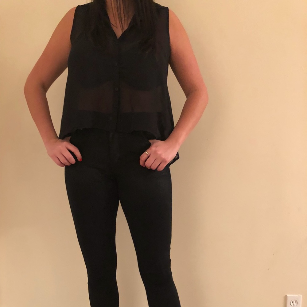 Classic Topshop Black Sheer Tank (Size 4)